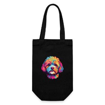 Shih Poo Hunderasse Aquarell Karikatur Kawaii Farbe - Geschenkbeutel für Flaschen - Schwarz - Vorne