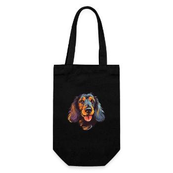 Wirehaired Dachshund Dog Breed Watercolor Cartoon - Gift Bag for Bottles - black - Front