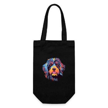 Barbet Dog Breed Watercolor Cartoon Kawaii Colorfu - Gift Bag for Bottles - black - Front