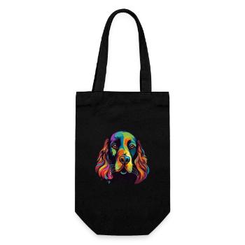 Feld Spaniel Hunderasse Aquarell Karikatur Kawaii - Geschenkbeutel für Flaschen - Schwarz - Vorne