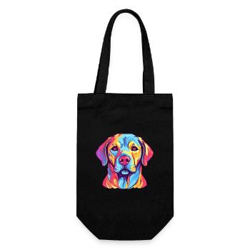 Labrador Hund Rasse Aquarell Karikatur Kawaii Farbe - Geschenkbeutel für Flaschen - Schwarz - Vorne
