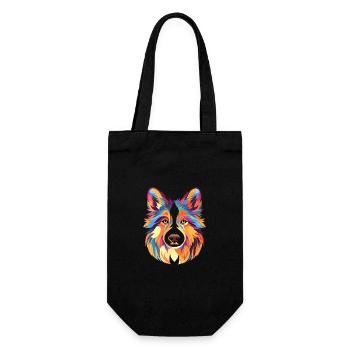 Icelandic Sheepdog Dog Breed Watercolor Cartoon Ka - Gift Bag for Bottles - black - Front