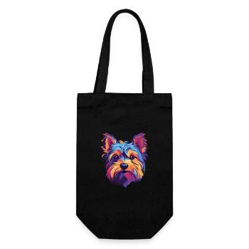 YORKIES Dog Breed Watercolor Cartoon Kawaii Colorf - Gift Bag for Bottles - black - Front