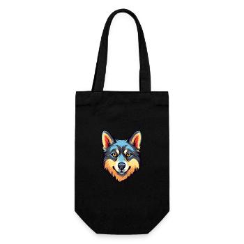 Alaska Klee Kai chien race aquarelle dessin animé Kawa - Sac à bouteille - noir - Devant
