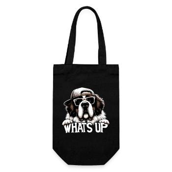 Bernhardiner Hund Was geht ab Geschenk - Geschenkbeutel für Flaschen - Schwarz - Vorne