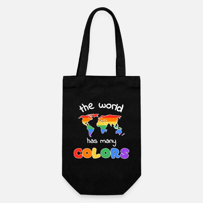 Rainbow World Map of Diversity - Gift Bag for Bottles - black