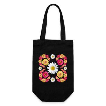 Zinnias daisy floral design zinnia blossom floral - Gift Bag for Bottles - black - Front