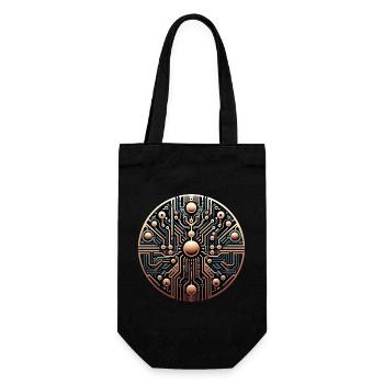 Futuristisches Schaltkreis Mandala Logo - Geschenkbeutel für Flaschen - Schwarz - Vorne