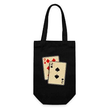 Kartenspiel Glücksspiel Casino Poker Zocken Pokern - Geschenkbeutel für Flaschen - Schwarz - Vorne
