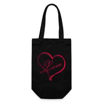 Herz Herzen love - Geschenkbeutel für Flaschen - Schwarz - Vorne