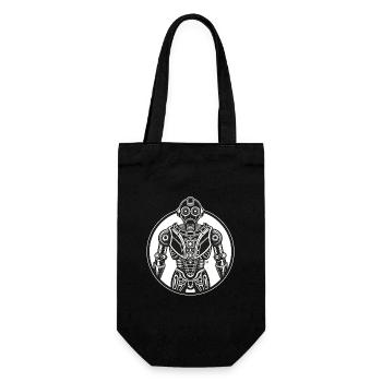 Robot Retro Circular - Gift Bag for Bottles - black - Front