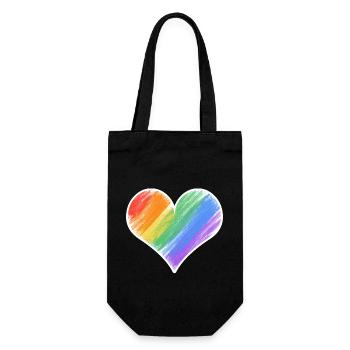 Regenbogenherz Farbstrich - Geschenkbeutel für Flaschen - Schwarz - Vorne