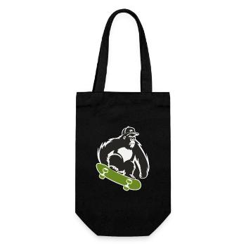 Skateboard Skateboarder Skater Gorilla Affe Tier - Geschenkbeutel für Flaschen - Schwarz - Vorne