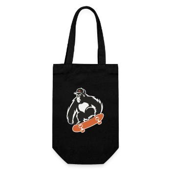 Skateboard Skateboarder Skater Gorilla Affe Tier - Geschenkbeutel für Flaschen - Schwarz - Vorne