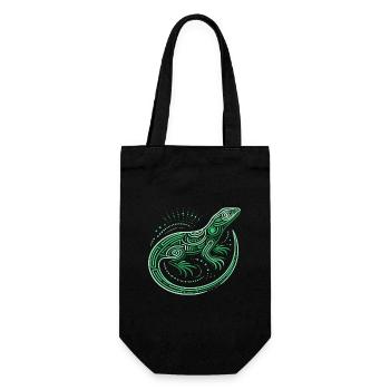 Lizard shades of green, aboriginal motifs, tribal - Gift Bag for Bottles - black - Front