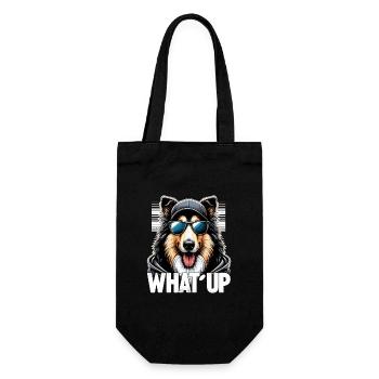 Collie Was geht Gangsta Gangster Hund Geschenk - Geschenkbeutel für Flaschen - Schwarz - Vorne