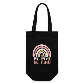 Be Kind ASL III - American Sign Language - Gift Bag for Bottles - black - Front