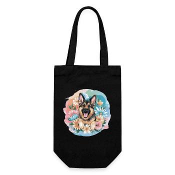 German Shepherd with Flowers - Gift Bag for Bottles - black - Front