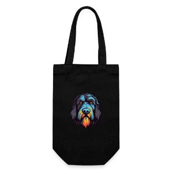 Schwarzer Russischer Terrier Hund Rasse Aquarell Karikatur - Geschenkbeutel für Flaschen - Schwarz - Vorne