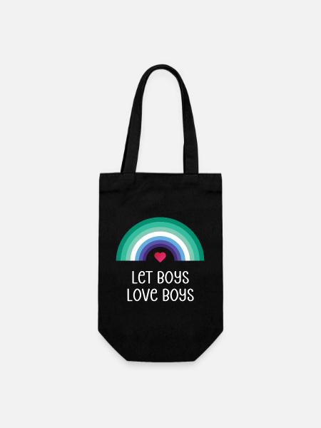 LGBT Pride Month - Lasst Jungs Jungs lieben - Geschenkbeutel für Flaschen - Schwarz