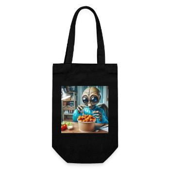 Alien discovers delicious chicken wings - Gift Bag for Bottles - black - Front
