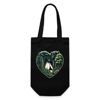 Living close to nature with a teepee tent in the forest - Gift Bag for Bottles - black - Front