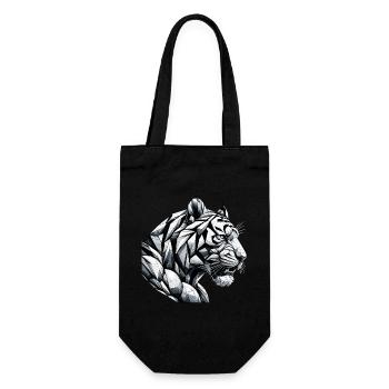 Tiger Tigerkopf geometrisch Geometrie Geschenk - Geschenkbeutel für Flaschen - Schwarz - Vorne