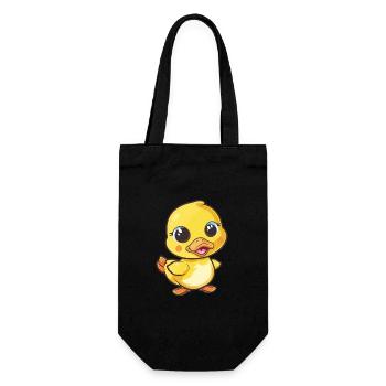 Süße Ente Winkt Mit Einem Lächeln - Geschenkbeutel für Flaschen - Schwarz - Vorne