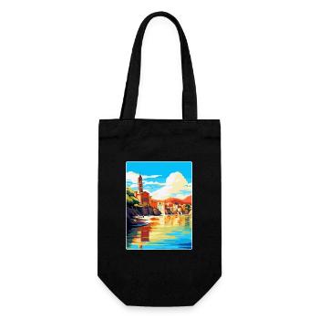 San Sebastian Spanien Vintage Reiseplakat Souvenir - Geschenkbeutel für Flaschen - Schwarz - Vorne