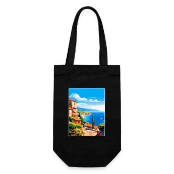 Côte d Azur Frankreich Vintage Reiseplakat Souvenir - Geschenkbeutel für Flaschen - Schwarz - Vorne