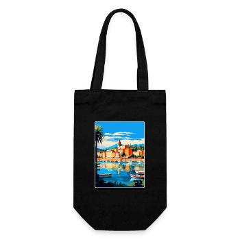 Saint Tropez Frankreich Vintage Reiseplakat Souvenir - Geschenkbeutel für Flaschen - Schwarz - Vorne