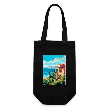 Côte d azur Frankreich Vintage Reiseplakat Souvenir - Geschenkbeutel für Flaschen - Schwarz - Vorne