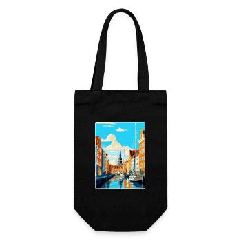 Copenhagen Denmark Vintage Travel Poster Souvenir - Gift Bag for Bottles - black - Front