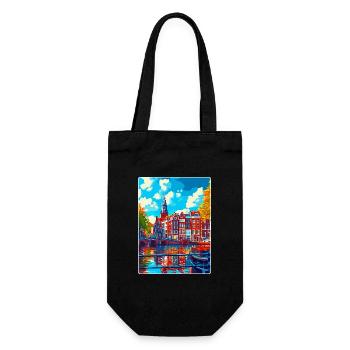 Amsterdam Netherlands Vintage Travel Poster WPA - Gift Bag for Bottles - black - Front