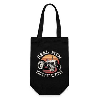 Real men drive tractors - Gift Bag for Bottles - black - Front
