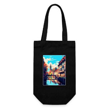 Strasbourg France Vintage Travel Poster Souvenir - Gift Bag for Bottles - black - Front