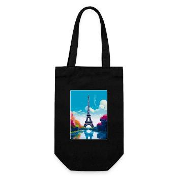 Eiffelturm Paris Frankreich Vintage Reiseplakat - Geschenkbeutel für Flaschen - Schwarz - Vorne