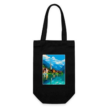 Hallstatt Autriche Poster de voyage vintage souvenir - Sac à bouteille - noir - Devant