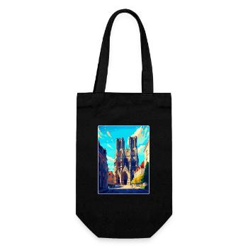 Reims Frankreich Vintage Reiseposter WPA Souvenir - Geschenkbeutel für Flaschen - Schwarz - Vorne