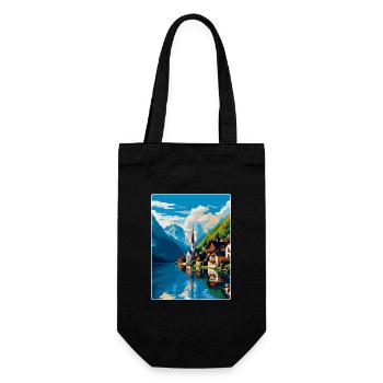 Hallstatt Autriche Poster de voyage vintage souvenir - Sac à bouteille - noir - Devant