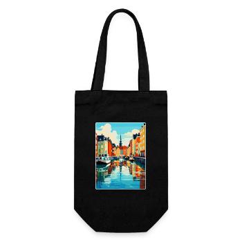 Copenhagen Denmark Vintage Travel Poster Souvenir - Gift Bag for Bottles - black - Front