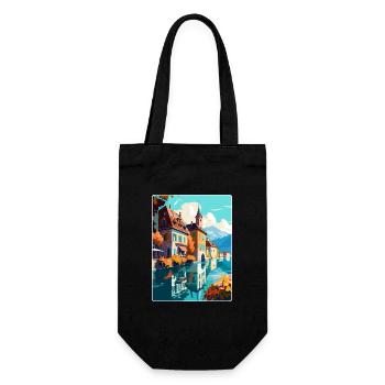 Annecy France Affiche de voyage vintage WPA Souvenir - Sac à bouteille - noir - Devant