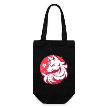 Weißfuchs nach asiatischer Art - Geschenkbeutel für Flaschen - Schwarz - Vorne