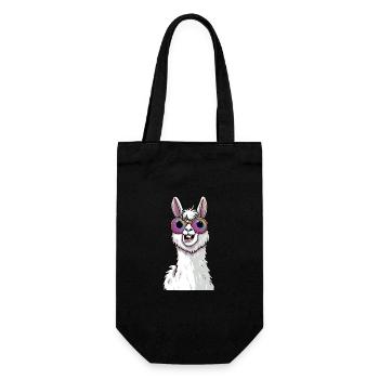 Lama drôle avec des lunettes de soleil - Sac à bouteille - noir - Devant