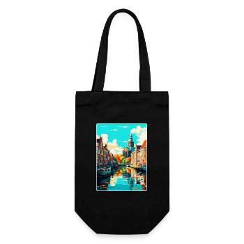 Leiden Pays-Bas Vintage Poster Souvenir de voyage - Sac à bouteille - noir - Devant