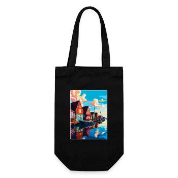 Volendam Netherlands Vintage Travel Poster WPA Art - Gift Bag for Bottles - black - Front