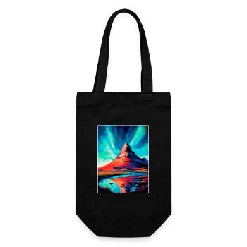 Kirkjufell Iceland Vintage Travel Poster Souvenir - Gift Bag for Bottles - black - Front