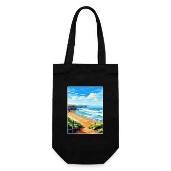 Perranporth Beach Angleterre Royaume-Uni Voyage Affiche WPA Art - Sac à bouteille - noir - Devant
