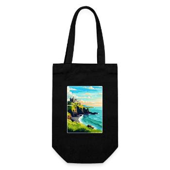 Château de Dunluce, Irlande, Royaume-Uni, Affiche de voyage vintage - Sac à bouteille - noir - Devant