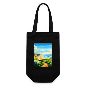 Rhossili Bay Swansea Travel Poster Souvenir WPA - Gift Bag for Bottles - black - Front